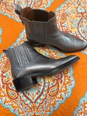 Coach Metallic Silver Leather Chelsea Ankle Boots